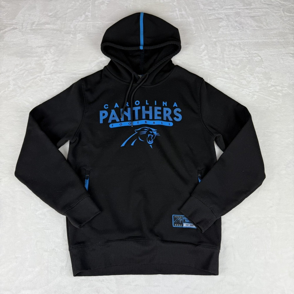 NFL Carolina Panthers Hooded‎ Sweathshirt Mens Small Black Blue Team Apparel